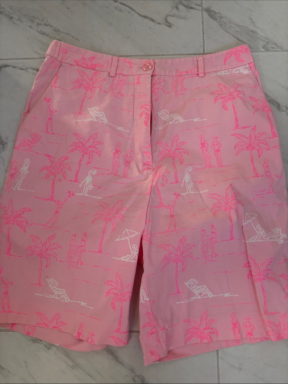 Lilly Pulitzer Pink Palm Scene Bermuda Shorts- 2
